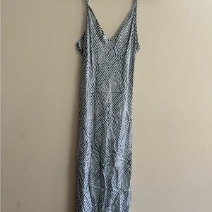 Johnny Was Workshop Grey and Blue Geometric Maxi Dress